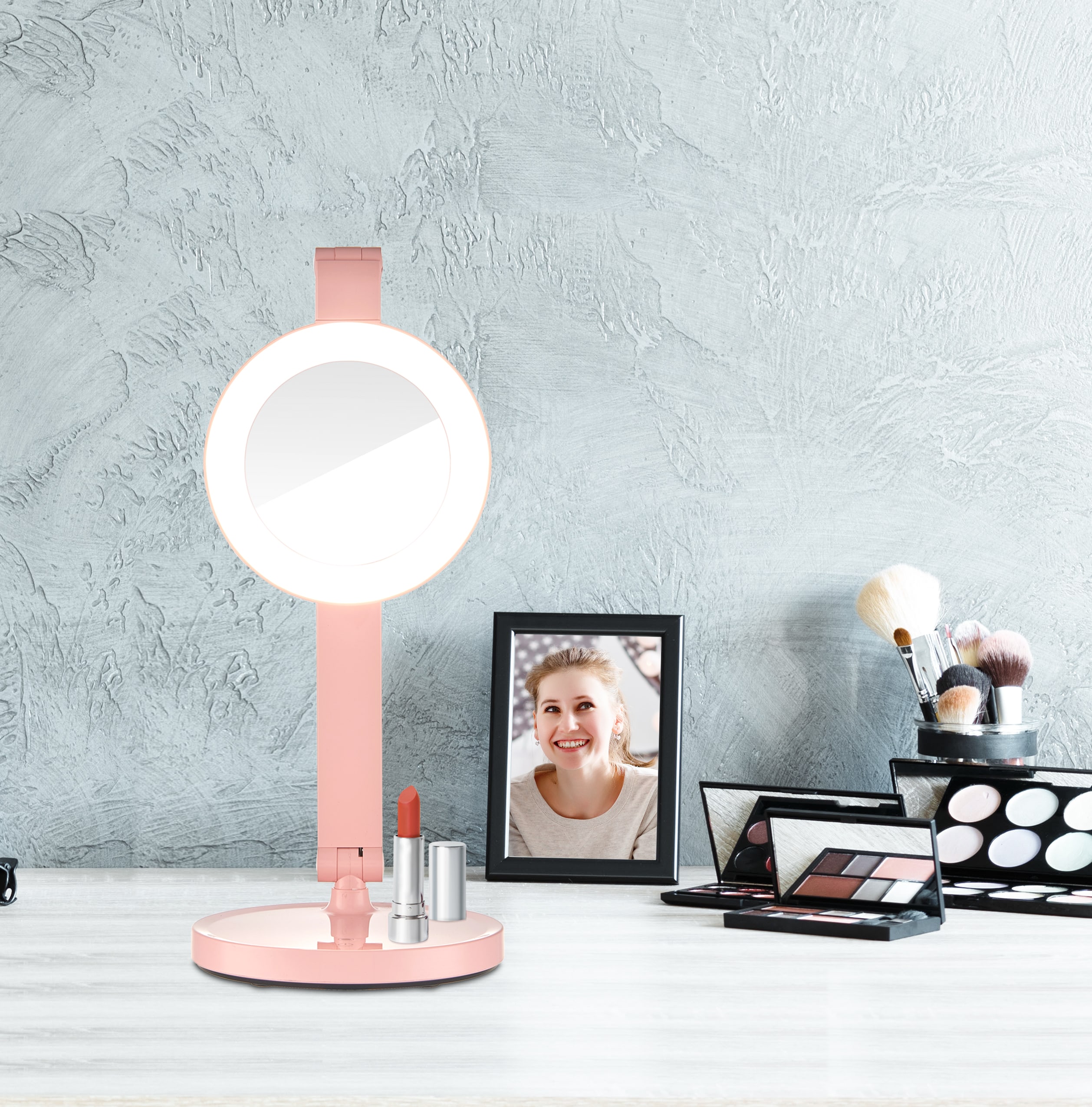 Luminaire LED de table maquillage rose 